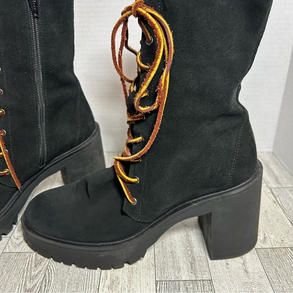 Free People black suede chunky boots. Lace up size 40 - Picture 6 of 11